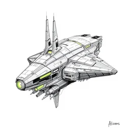 art sketch of a alien ship, cyberpunk,