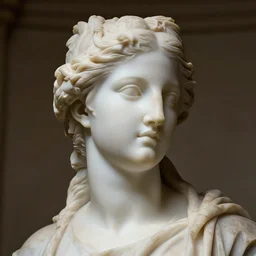 most aesthetic and virtuous marble sculpture of Helen of troy, realistic, atmospheric lighting, masterpiece, extremely detailed
