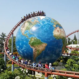 roller coaster that goes around the world, realistic