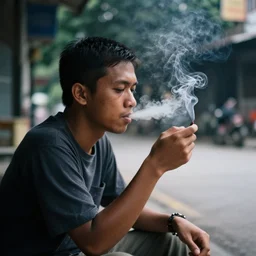 a photo of a Malaysian smoking