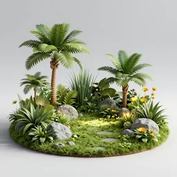 weird 3 d rendered garden, octane render, volumetric light, sharp focus
