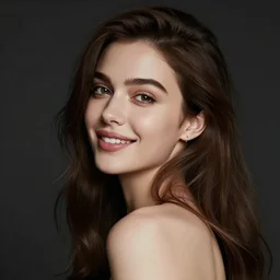gorgeous beautiful woman, slight nerdy smile, mouth partly open, looking over shoulder at camera, hyperrealism vrubel