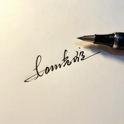 long signature, pen on paper