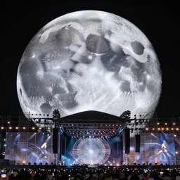a giant metal concert at the moon