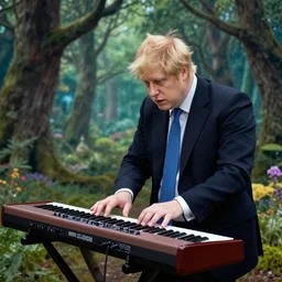 boris johnson playing keyboard in the magical forest