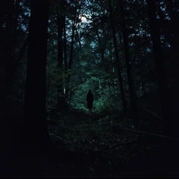 film still, nocturnal forest, horror scene, midnight