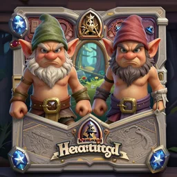 Symmetrical Hearthstone official professional art, with realistic beautiful body & face & eyes. Every following words is insanely important: A angry gnome in a forest. Completly coherent and well drawned physical every single body parts, ArtStation. Insanely well constitued human body. Please, don't merge heads
