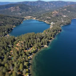 Tilt Shift Photography, Big Bear Lake California, Ariel drone shot, 8k