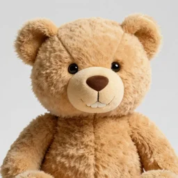 a teddy bear with human teeth, photo, studio lighting, 4 k