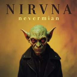 nirvana nevermind album cover with a goblin