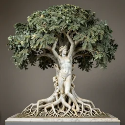 a stunning hyperdetailed tree made of beautiful human bodies with intricate roots made of marble and sculpted by canova