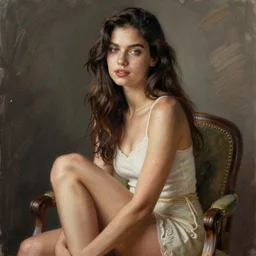 seductive woman sitting in a chair. high definition digital art, drawn in the style of Ross tran and ilya kuvshinov, drawn by the best god