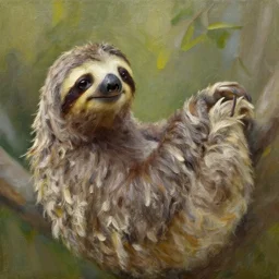 a sloth, oil painting