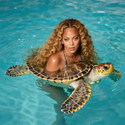 ( beyonce + turtle ) swimming