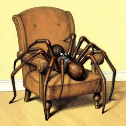 giant spider sitting in chair, edward gorey
