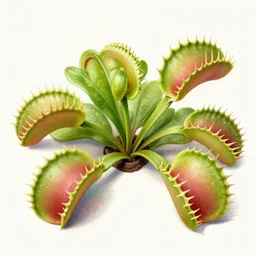 botanical illustration of a venus flytrap, intricate, hyper detailed, artstation, concept art, smooth, sharp focus, ray tracing, vibrant, photorealistic, jessica rossier