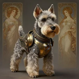 an anthropomorphic steampunk westie wearing scifi armor, diffuse lighting, fantasy, intricate, elegant, highly detailed, lifelike, photorealistic, digital painting, artstation, illustration, concept art, smooth, sharp focus, art by john collier and albert aublet and krenz cushart and artem demura and alphonse mucha