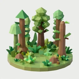 rough forest full of disgusting flora, low poly model