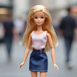 barbie doll as a real woman, street photography, nikon 135mm f/4