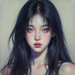 this supernaturally beautiful woman looks human, yet emanates a strange sense of calm and benevolence. palette knife artwork sharp focus by james jean by rossdraws frank franzzeta sakimichan