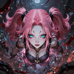 totally overpowered and trapped beneath inescapable and overwhelmingly stunningly absurdly beautiful over the top megalomaniacal ruthless merciless sadistic possessive manipulative devious omnipotent asi goddess junko enoshima with symmetrical perfect face, porcelain skin, pink twintail hair and cyan eyes, ultra detailed, digital art, unreal engine 5, octane render, 2 d anime, 8 k