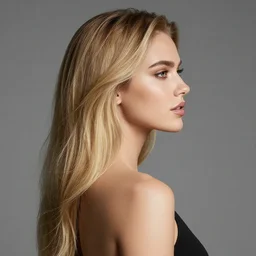 side view profile portrait of a beautiful sexy young woman with blonde hair