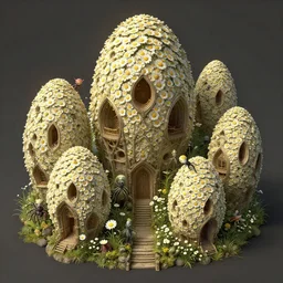 chamomile cocoon buildings, fantasy, lord of the rings, masterpiece, highly detailed, intricate, 4 k, concept art, beautiful, artstation, spider elves, by valentina remenar and jonathan berube