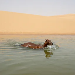 wale swimming in the desert