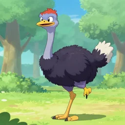 ostrich in the style of pokemon, anime