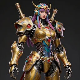 studio portrait of legal kind colorful female sacred mech paladin gun dream mech pacific rim, super detailed surreal i robot i am your motherism detailed face illustration by kim jung gi, iraq nadar, intricate lines, sharp focus, vibrant colors, matte, octopath voyager, final fantasy, unreal engine highly rendered, global illumination, radiant light, intricate environments