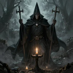 a gloomy artwork of a warlock performing a dark ritual, by anja millen, featured on artstation