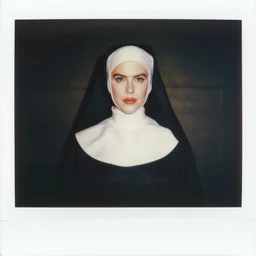 polaroid of Nicole Kidman dressed as a nun, 1994, 50mm —ar 4:5