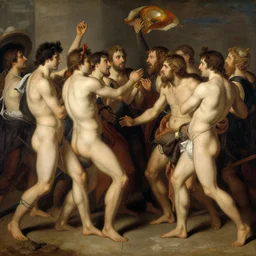 the maenads partying at a bacchanalia. by peter mohrbacher and john singer sargent.