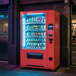 baguette vending machine in cyberpunk street