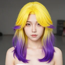 a main with yellow hair and purple hair tips