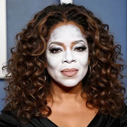Oprah with white glaze on her face
