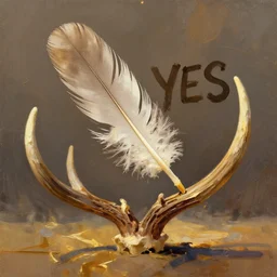 and yes, the feather analogy antler takes feather a antler precarious feather balance antler of feather words antler to master painterly and delightful skirmish of the duality of impasto nature in the golden light