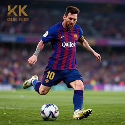 messi playing soccer, cyberpunk aesthetic, 4 k, high - res, highly - detailed