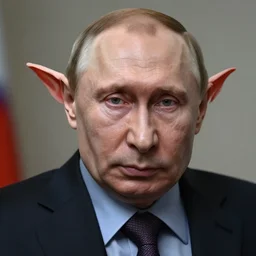 vladimir putin, is orc gremlin, full portrait by any artist, horror, realistic face