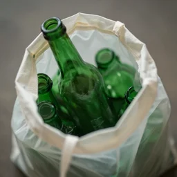 green bottle inside a bag