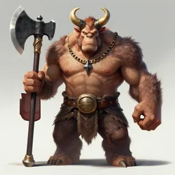huge smug minotaur wielding a greataxe, realistic art by donato giancola and greg rutkowski, digital art, trending on artstation, symmetry!!