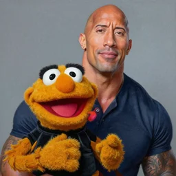 a highly detailed beautiful painting of dwayne the rock johnson as a muppet, by albuquerque, rafael