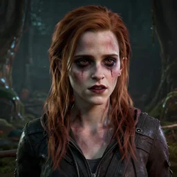 highly detailed vfx portrait of emma watson as zombie, unreal engine, chrome reflect, global illumination, detailed and intricate environment