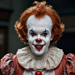 nicholas cage as pennywise portrait, cinematic, realistic photography