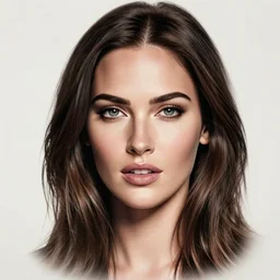hyper realism tattoo design of megan fox face double exposure effect with beautiful mountain scenery, in the style of matteo pasqualin, amazing detail, sharp, faded