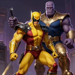 x - men cyclops fighting thanos, 4 k, art station concept art, highly detailed