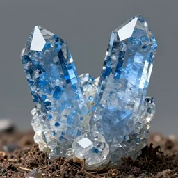giant massive blue quartz crystals coming out of the ground, 2 0 mm, 8 k, high quality