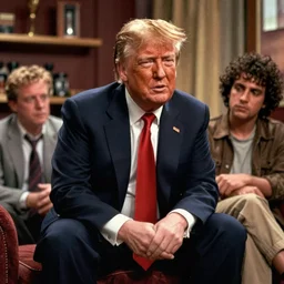 donald trump in pulp fiction, gimp basement scene, cinestill 8 0 0 t, 1 9 8 0 s movie still, film grain