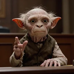 dobby gollum testifying in court, cinema still