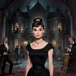 audrey hepburn in a horror novel, inside haunted mansion, various scenarios, looking for the way out, highly detailed, digital painting, artstation, art by gaston bussiere, greg rutkowski, j. c. leyendecker, robert hubert